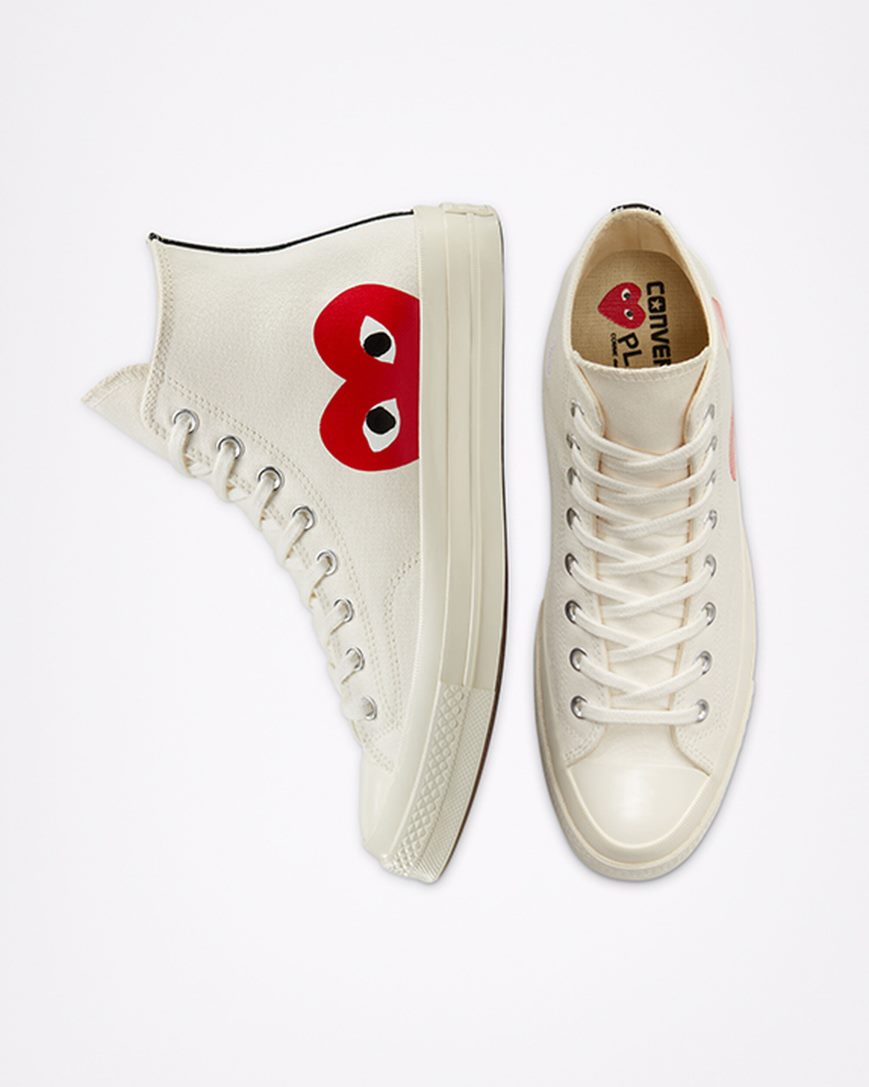 Tenisky Vysoke Converse x Comme des Garçons PLAY Chuck 70 Panske Biele Červené | SK DPG11U0